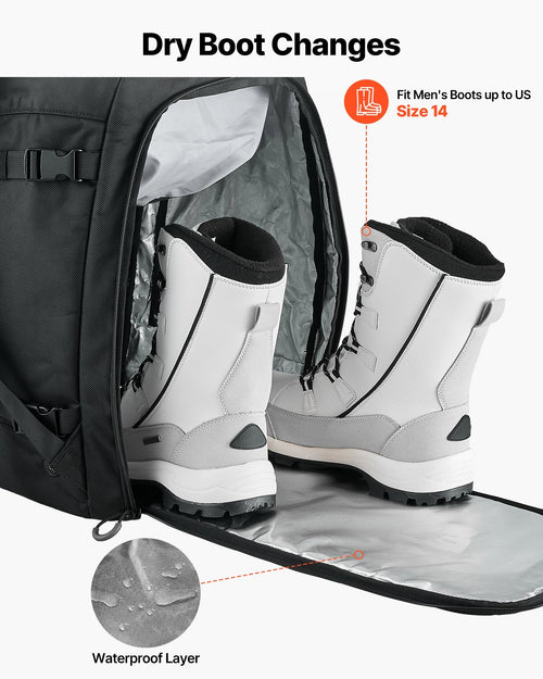 55L Ski Boot Backpack with Waterproof Base