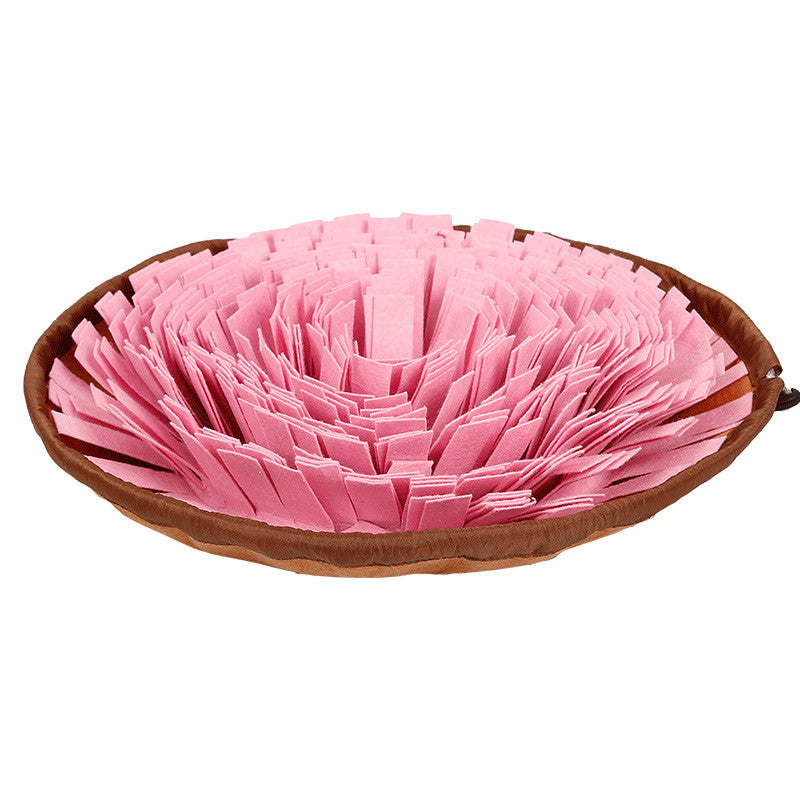 Pink snuffle bowl mat with fleece strips